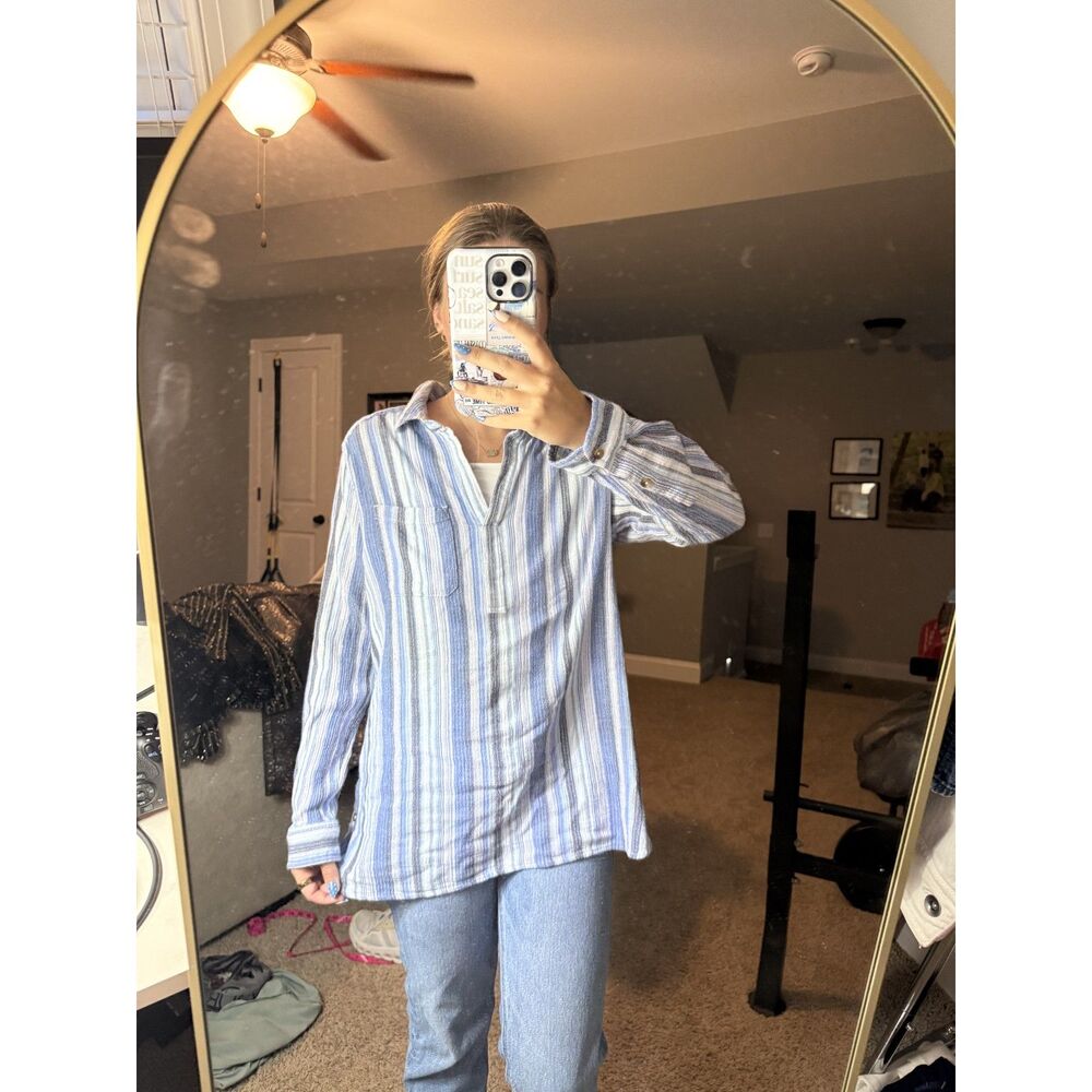 SO Blue Striped Lightweight Top